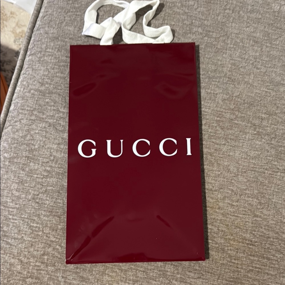 Gucci Deep Red Gift Bag with White Handles